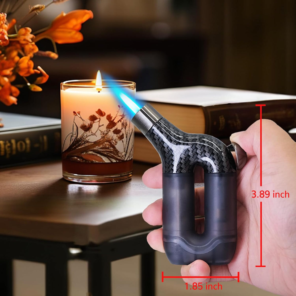 2 Pack Torch Lighter Single Jet Flame Refillable Butane Lighters Windproof Gas Torch Lighters Adjustable Jet Cool Lighter for Camping Candle BBQ Grill(Fuel Not Included)