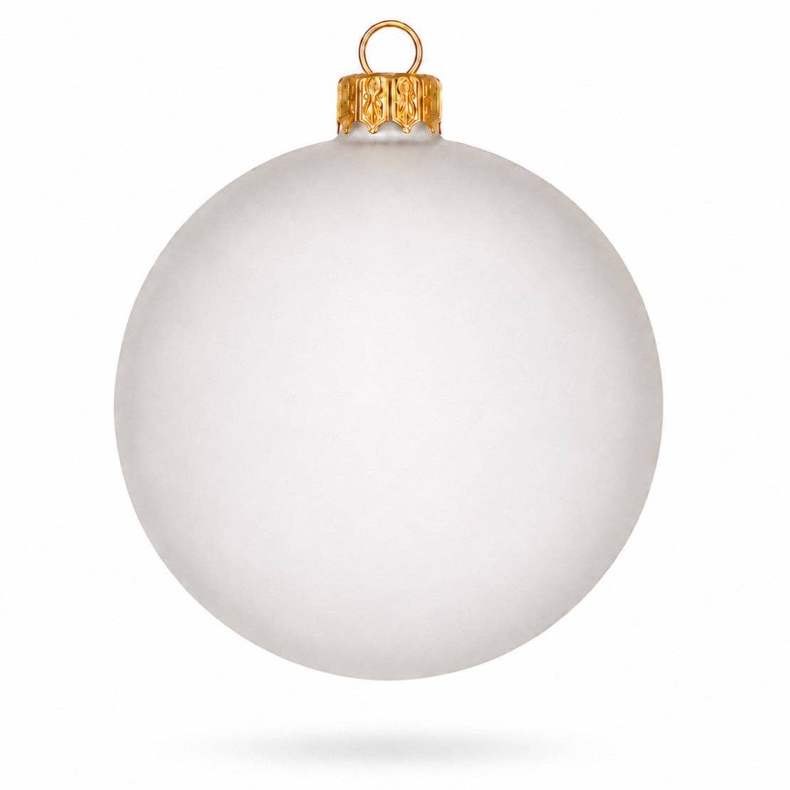 Set of 4 Translucent White Glass Ball Christmas Ornaments 4 Inches