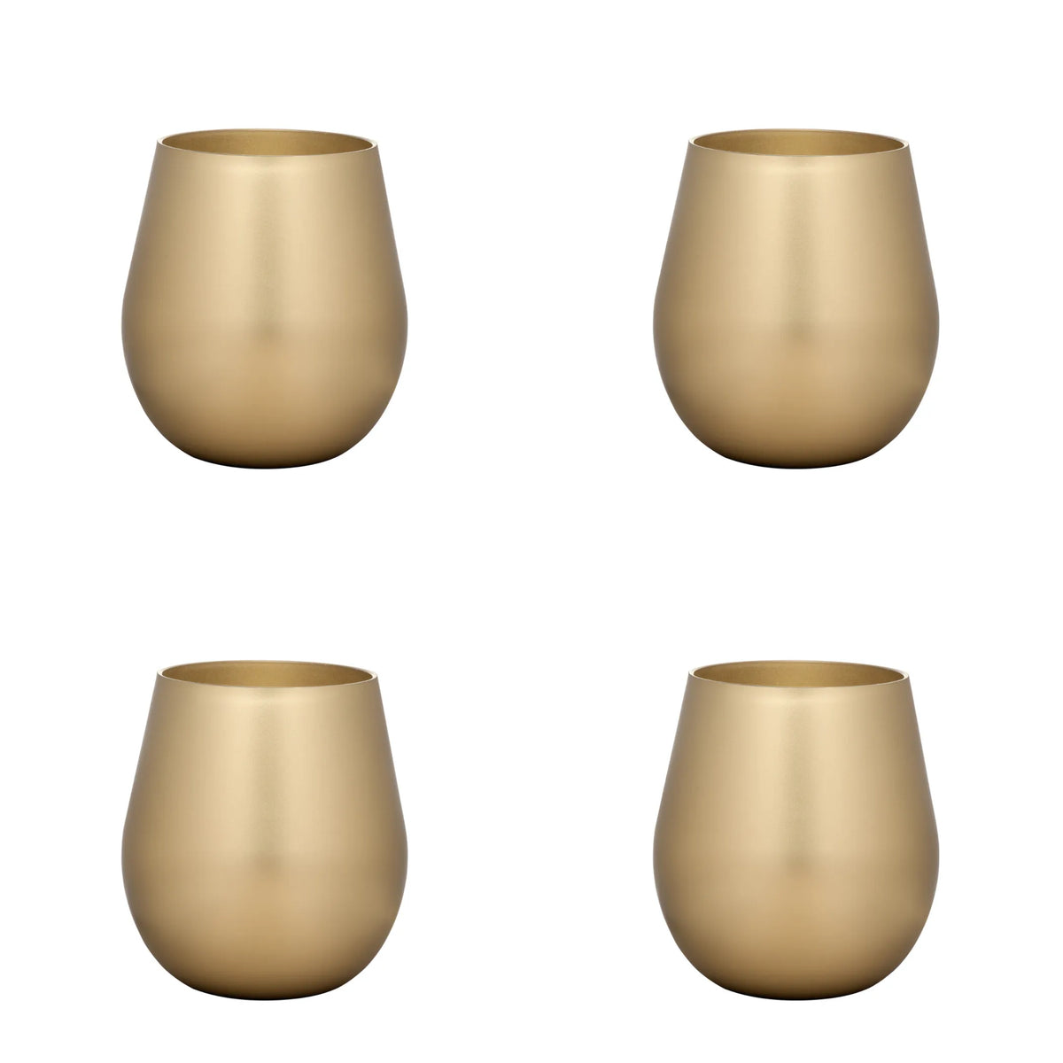 Set of Four Gold Acrylic Stemless All Purpose Wine Glass