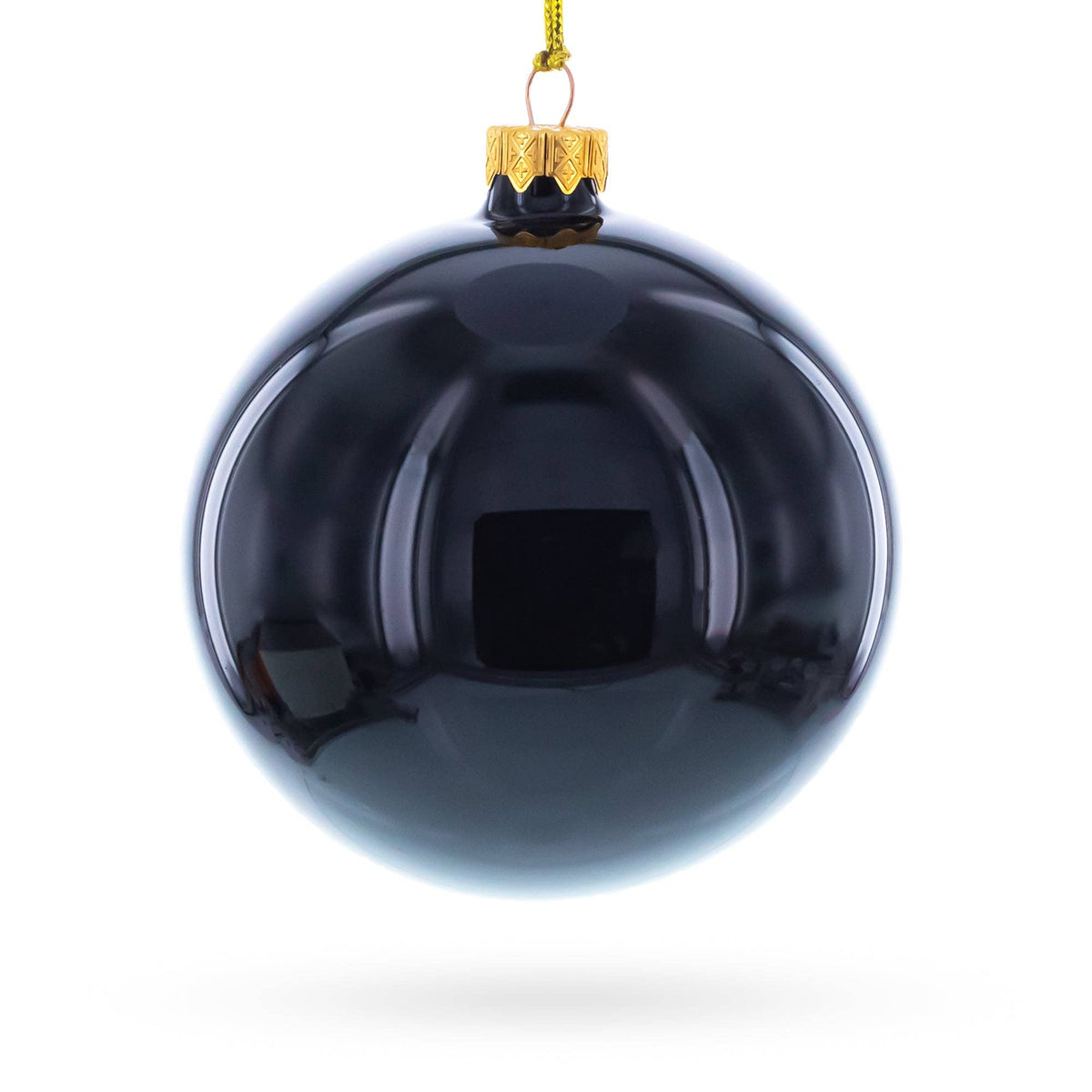 Set of 4 Glossy Black Glass Ornaments
