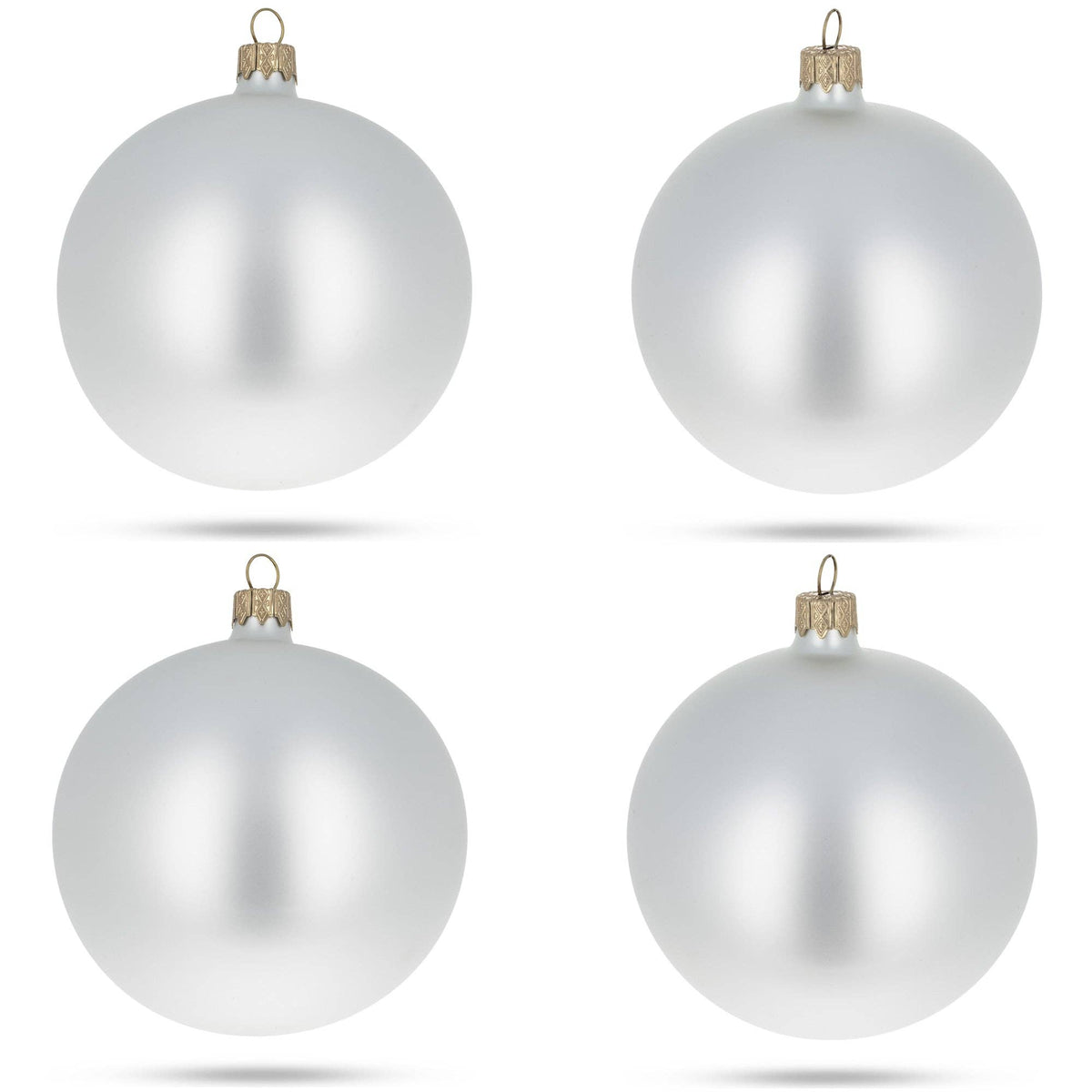 Set of 4 Matte White Glass Ornaments