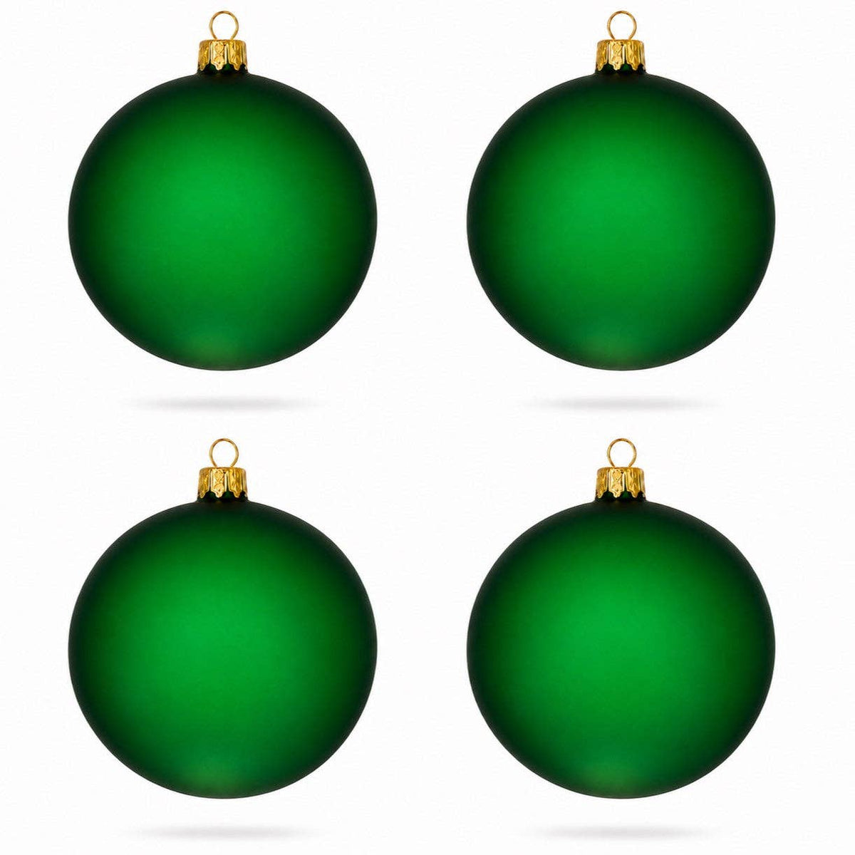 Set of 4 Translucent Green Glass Ball Christmas Ornaments 4 Inches