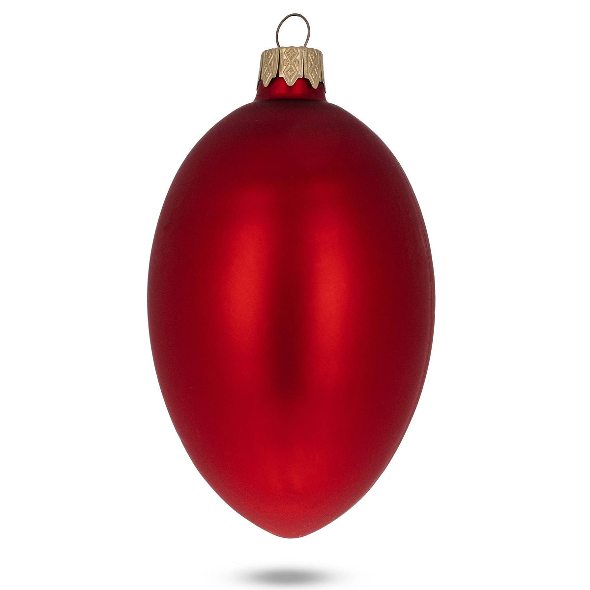 Set of 6 Red Matte Glass Egg Ornaments