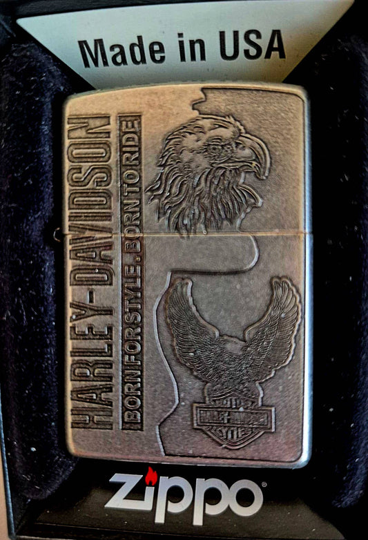 2020 Antique Silver Plate Two Sided Harley Davidson Zippo