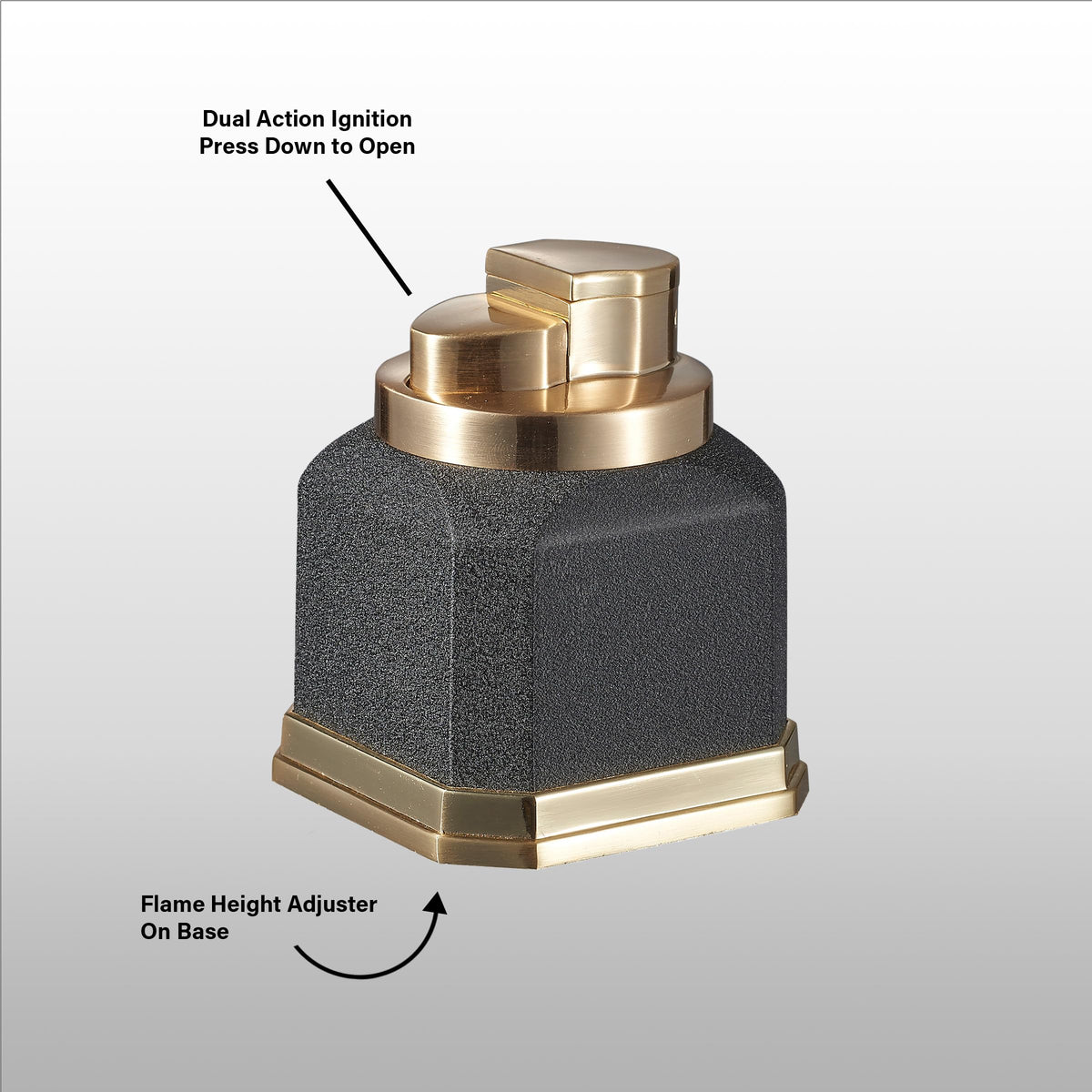Visol Redferno Torch Lighter, Quad Flame, Refillable, Windproof, Adjustable Flame, Black Crackle and Copper Finish, Unique Cube Shape, Table Lighter