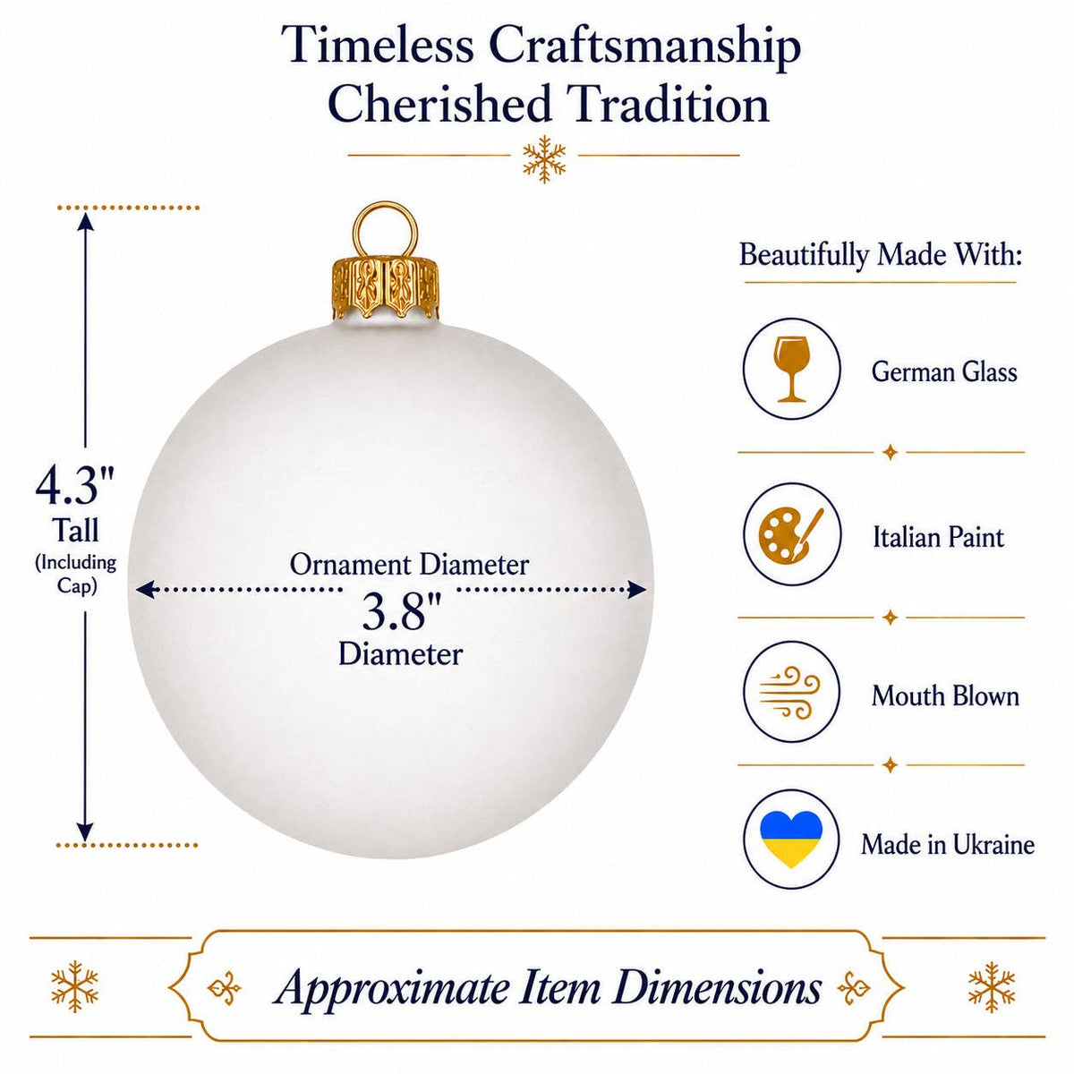 Set of 4 Translucent White Glass Ball Christmas Ornaments 4 Inches