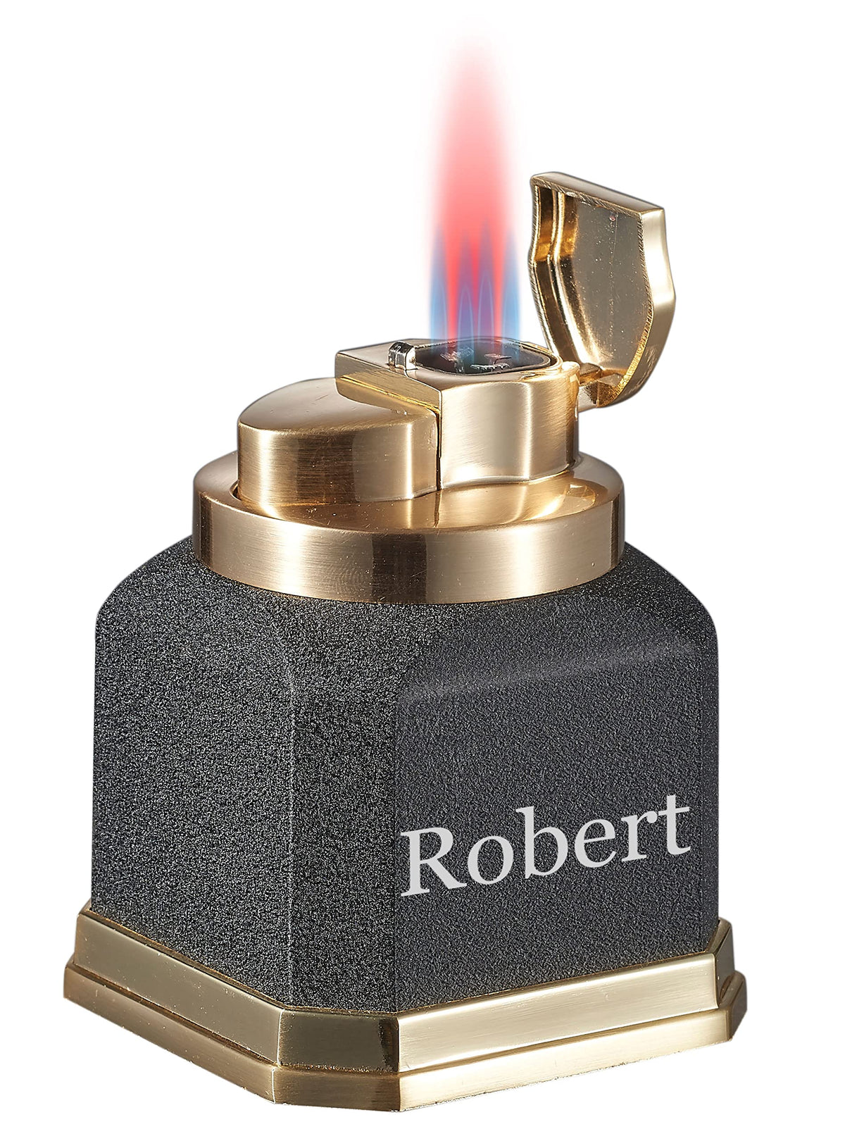 Visol Redferno Torch Lighter, Quad Flame, Refillable, Windproof, Adjustable Flame, Black Crackle and Copper Finish, Unique Cube Shape, Table Lighter