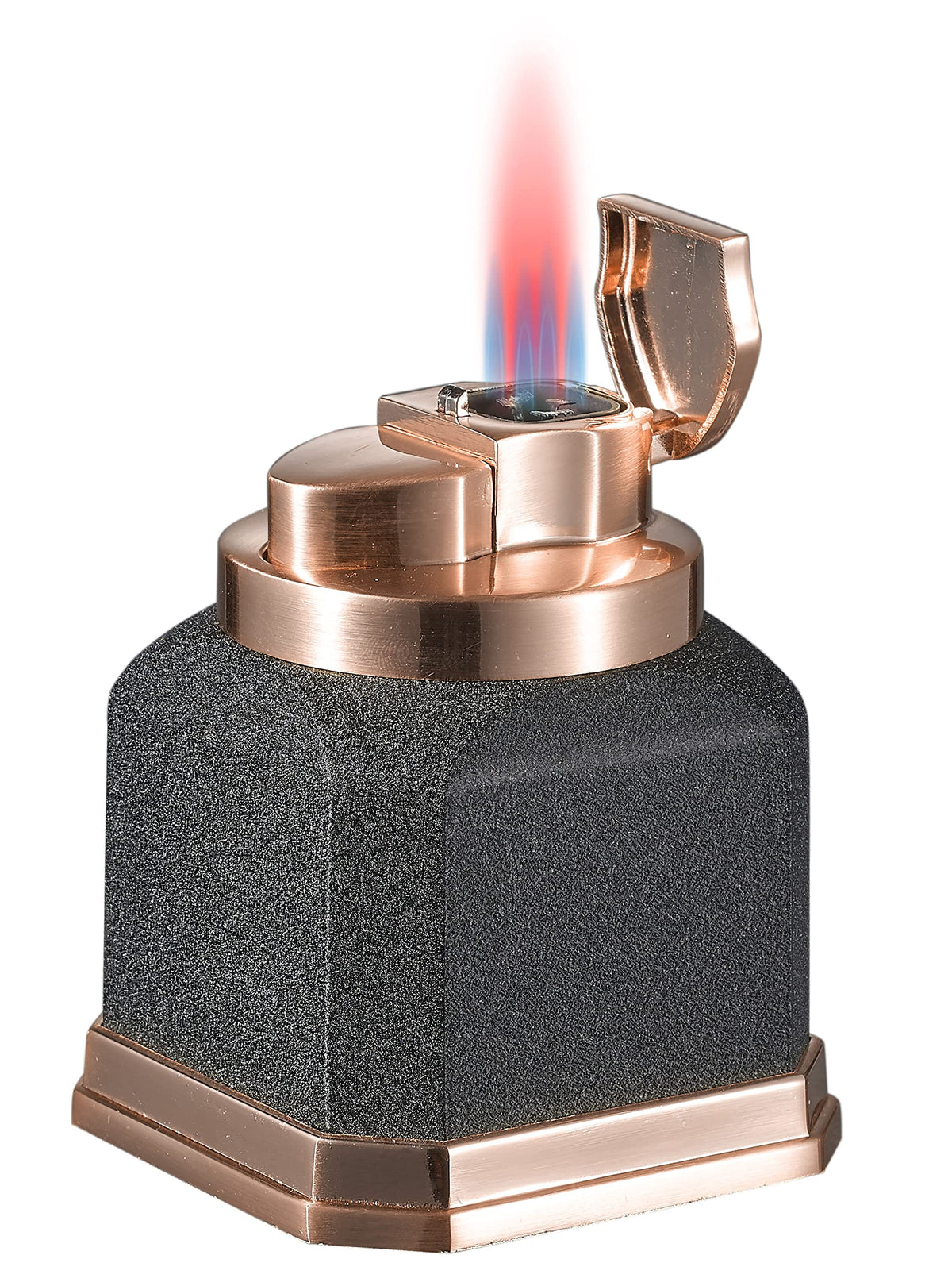 Visol Redferno Torch Lighter Quad Flame Refillable Gas Butane Lighter, Antique Metal Finish and Windproof Adjustable Flame Table Lighter (Shipped Without Butane)