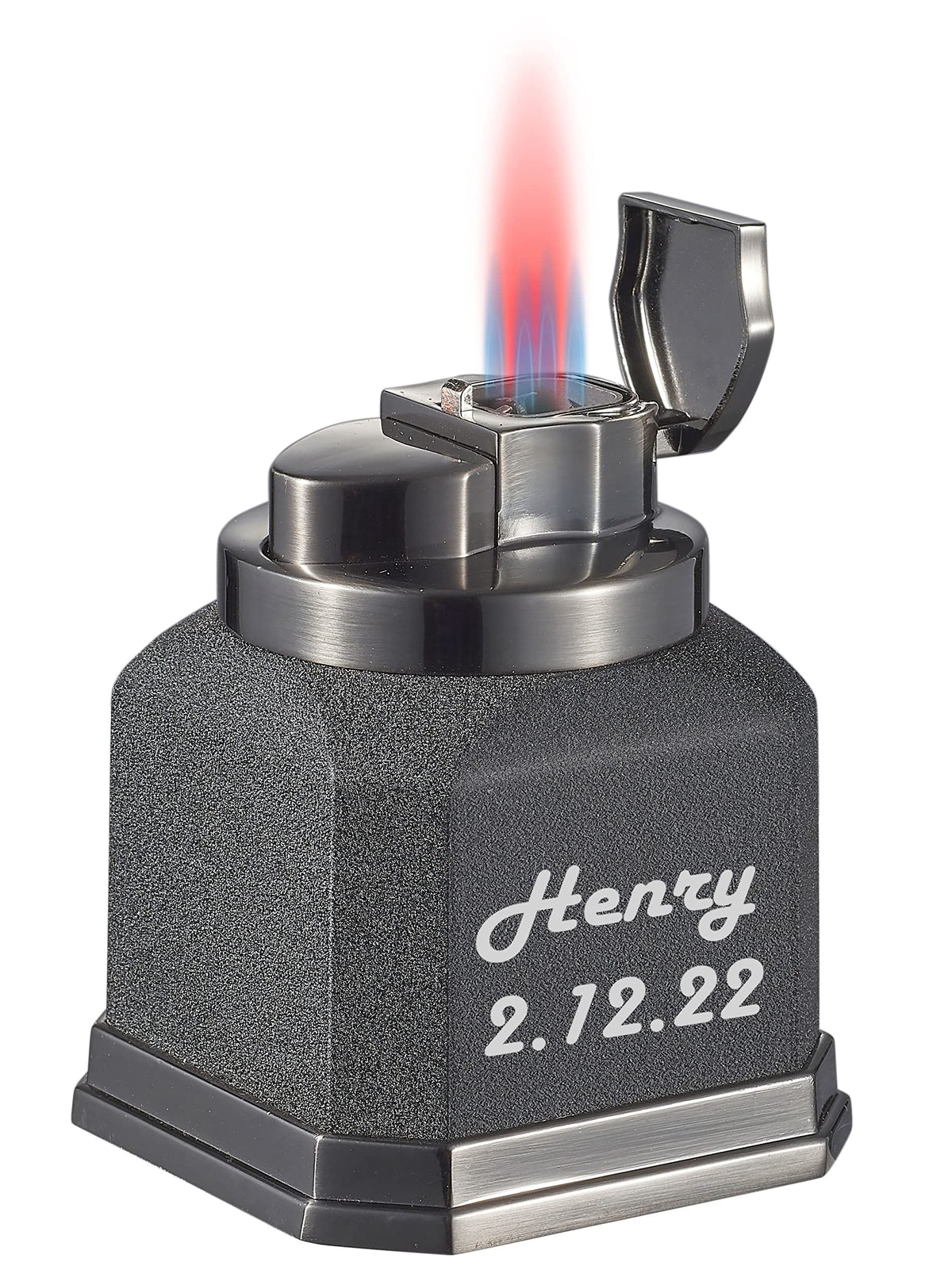 Visol Redferno Torch Lighter, Quad Flame, Refillable, Windproof, Adjustable Flame, Black Crackle and Copper Finish, Unique Cube Shape, Table Lighter