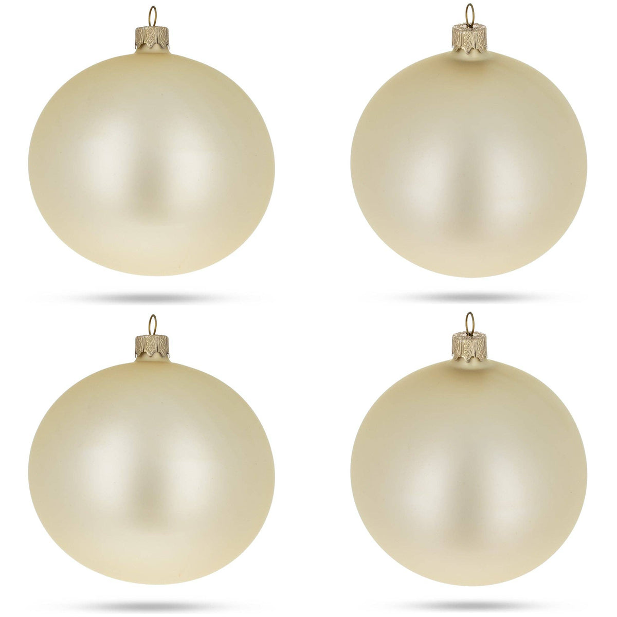 Set of 4 Beige Glass Ornaments