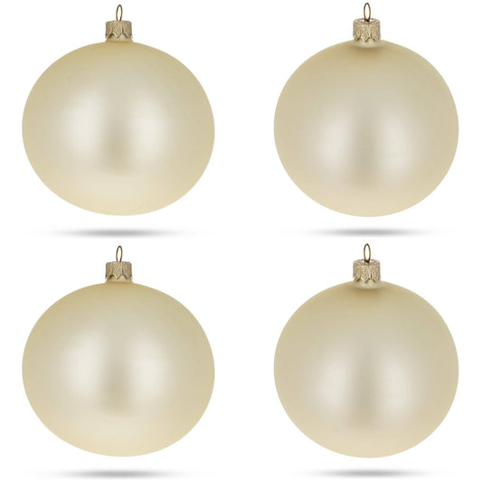 Set of 4 Beige Glass Ornaments