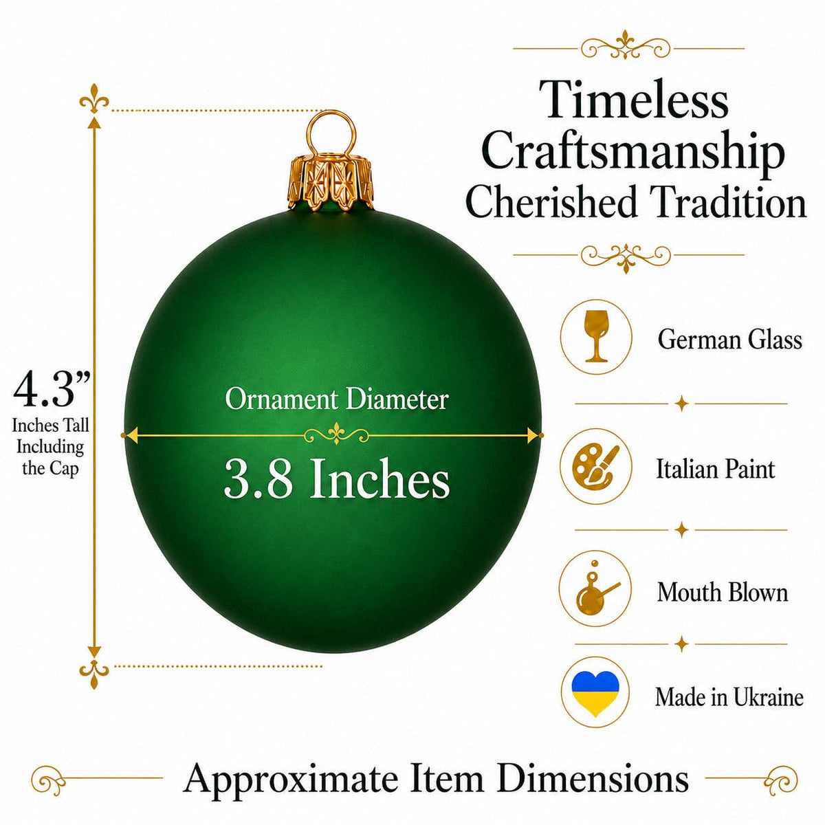 Set of 4 Translucent Green Glass Ball Christmas Ornaments 4 Inches