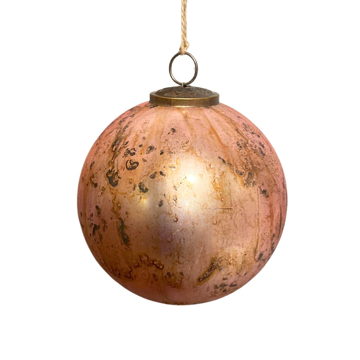 Matte Marbled Glass Ball Orn. 6" - Mauve