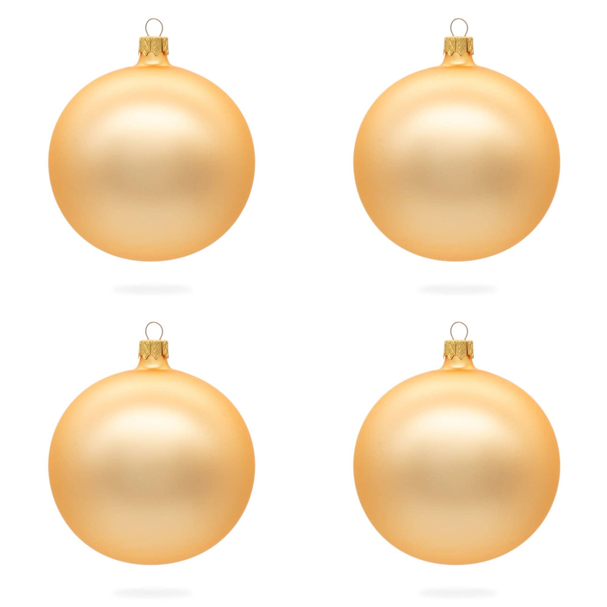 Set of 4 Rose Gold Glass Ball Ornaments