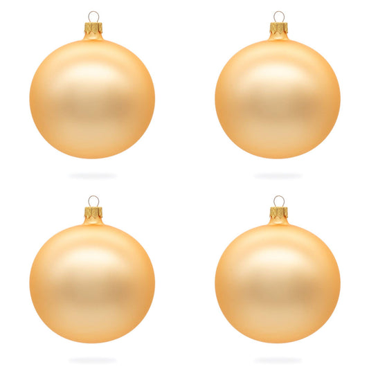 Set of 4 Rose Gold Glass Ball Ornaments